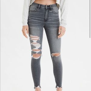 Gray Ripped American Eagle Jeggings